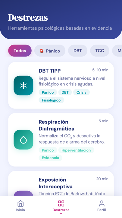Listado de las 13 destrezas de TCC y DBT